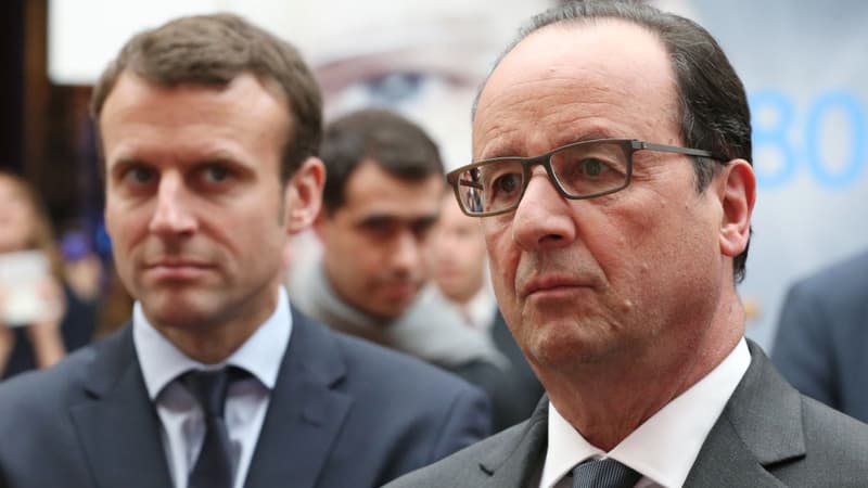 Emmanuel Macron et François Hollande à l'Elysée le 23 mai 2016.