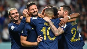 La joie des Bleus après le second but d'Olivier Giroud contre l'Australie