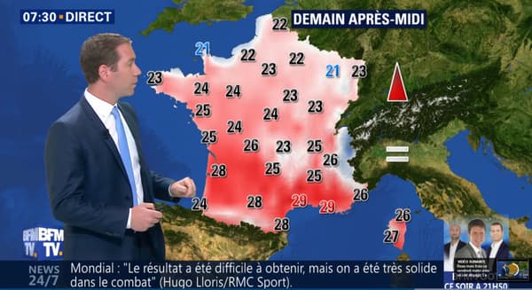 Températures pour le samedi 23 juin 2018 