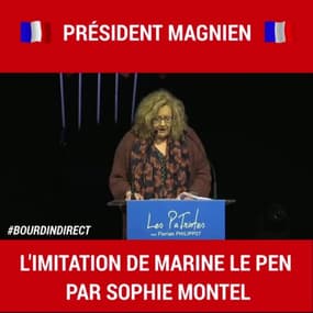 Sophie Montel imite Marine Le Pen lors du congrès fondateur des Patriotes