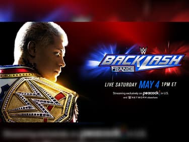 L'affiche promotionnelle de WWE Backlash France, diffusée depuis Lyon-Décines le 4 mai 2024.