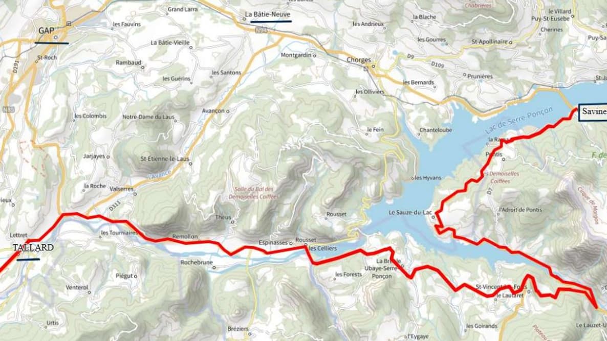 La déviation mise en place le week-end du 14 octobre 2023 pour les poids-lourds à Savines-le-Lac.