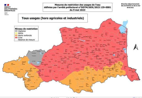 La carte des mesures de restrictions dans les Pyrénées-Orientales.