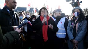 Martine Aubry à Lille lors d'un rassemblement contre la venue d'Eric Zemmour le 5 février 2022.
