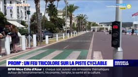 Nice: le premier feu tricolore de la piste cyclable sur la Promenade des Anglais