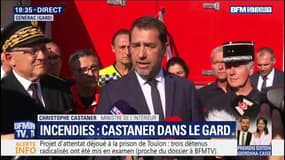 Incendie dans le Gard: selon Christophe Castaner, "le feu est maîtrisé, la totalité des habitations ont été sauvées"