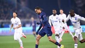 L'attaquant du PSG Bradley Barcola face à Auxerre le 23 janvier 2026