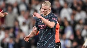 Erling haaland lors du quart de finale aller de Ligue des champions entre le Real Madrid et Manchester City, le 09/04/2024