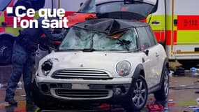 La voiture au volant de laquelle un homme a foncé dans un groupe de manifestants à Munich, en Allemagne, le 13 février 2025