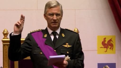 Philippe de Belgique prêtant serment devant le Parlement, pour devenir le septième roi de Belgique.