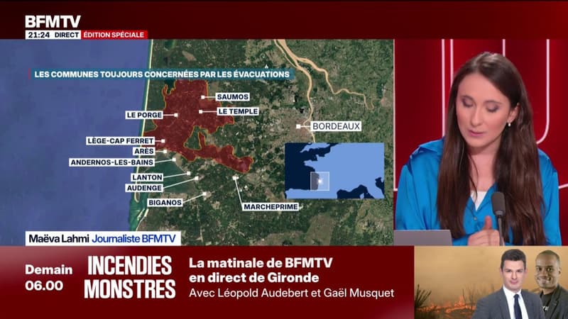 Incendie en Gironde: 10 communes toujours concernées par les évacuations