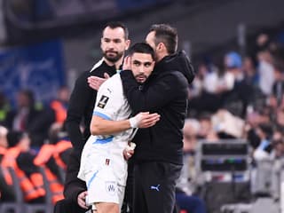 Neal Maupay et Roberto De Zerbi lors du match entre l'OM et Le Havre, le 5 janvier 2025.