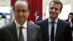 François Hollande et Emmanuel Macron le 23 mai 2017 à l'Elysée à Paris