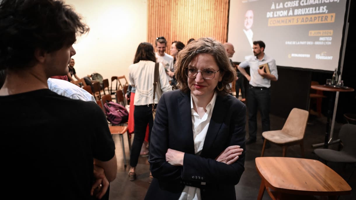 La tête de liste des Ecologistes aux élections européennes, Marie Toussaint, lors d'un meeting à Lyon, le 5 juin 2024.