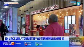 JO 2024: les touristes accueillis dans un bureau d'information au terminus de la ligne 14