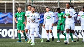 Memphis Depay lors du match Red Star-OL, à Saint-Ouen le 8 avril 2021
