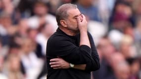 Ange Postecoglou lors du match West Ham-Tottenham (1-1, Premier League), le 4 mai 2025
