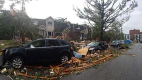 Une rue ravagée de Gatineau, près d'Ottawa