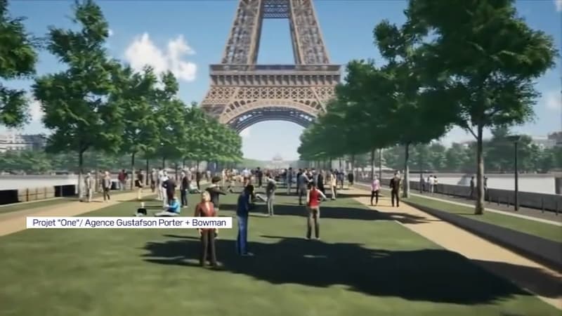 Une modélisation du projet de rénovation des abords de la Tour Eiffel.