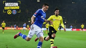 Julian Draxler devant Mats Hummels lors d'un match Borussia-Schalke, le 25 mars 2014