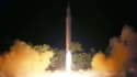 La photo supposée du lancement du missile balistique lancé le 28 juillet 2017 par la Corée du Nord. 