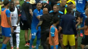 Jorge Sampaoli et Dimitri Payet lors de Nice-OM