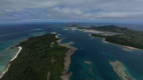 Vue aérienne de l'Île de la Tortue aux Fidji.
