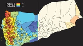 Cartographie des risques d'épidémie de choléra au Yémen