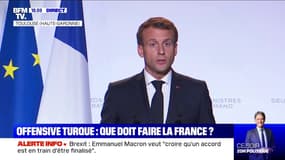 Emmanuel Macron: "Il faut accroître la pression sur la Turquie pour qu'elle cesse cette offensive" en Syrie 