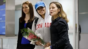 Rahaf Mohammed al-Qunun à son arrivée à l'aéroport de Toronto (Canada) le 12 décembre 2019