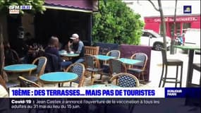 Paris: des terrasses mais pas de touristes dans le quartier de Montmartre