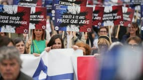 Manifestation contre l'antisémitisme après le viol d'une enfant juive de 12 ans à Courbevoie, le 20 juin 2024 à Paris (image d'illustration) 