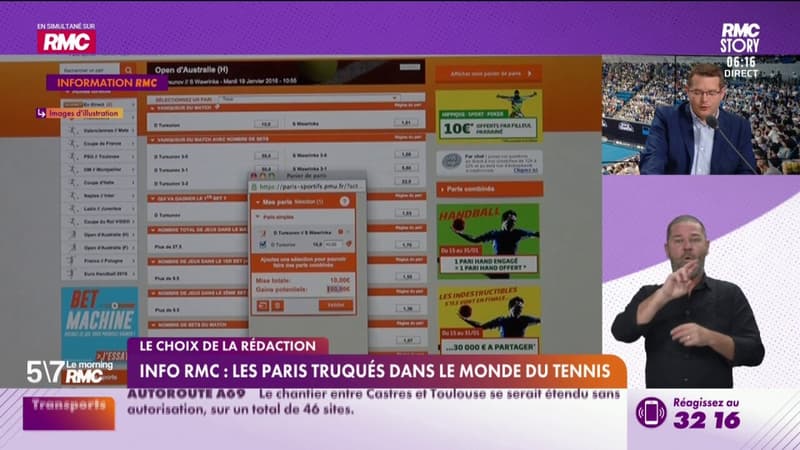 INFO RMC - Les paris truqués dans le monde du tennis