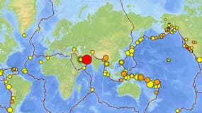 Carte en temps réel des séismes dans le monde.