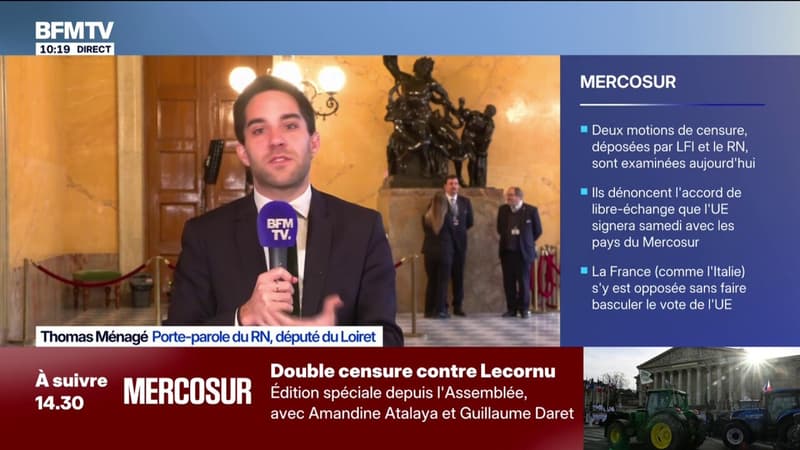 Thomas Ménagé (RN) appelle à entamer "un bras de fer avec la Commission européenne" sur le Mercosur
