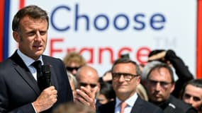 Le président Emmanuel Macron à Ligny-en-Barrois, dans la Meuse, le 19 mai 2025