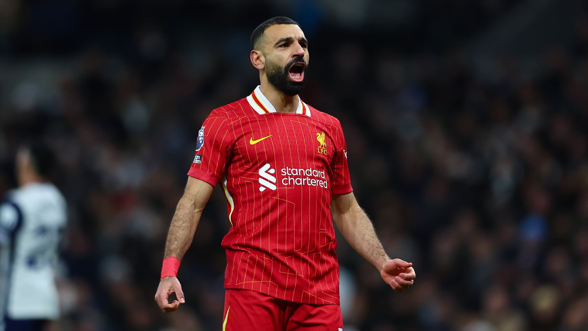 Mohamed Salah célèbre un but avec Liverpool contre Leicester, le 26 décembre 2024 Mohamed Salah célèbre un but avec Liverpool contre Leicester, le 26 décembre 2024