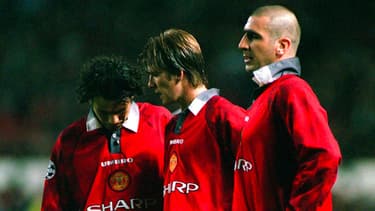 David Beckham et Eric Cantona sous le maillot de Manchester United.