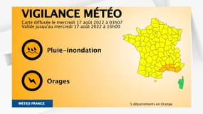 Cinq départements ont été placés en vigilance orange orages dans la nuit du mercredi 17 août 