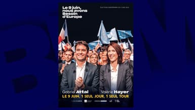 Gabriel Attal et Valérie Hayer sur un tract de campagne de Renaissance pour les élections européennes 