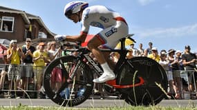 Thibaut Pinot lors d'un chrono individuel du Tour 2015