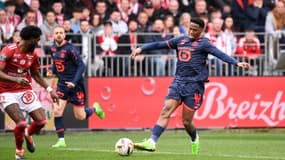 Jonathan David lors de Brest-Lille, le 17 mars 2024.