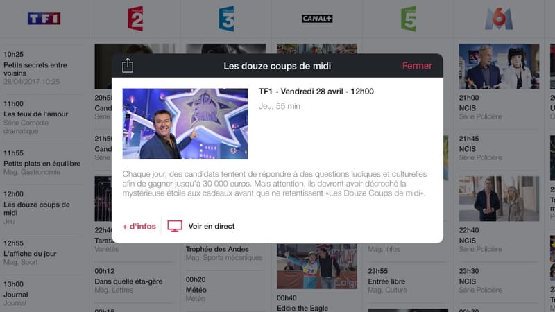 L'application MyCanal de Canal Plus permet de regarder TF1 en direct sur une tablette 