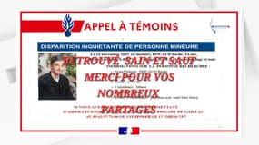Après plusieurs heures de recherche, Basile D. un adolescent de 14 ans a été retrouvé.