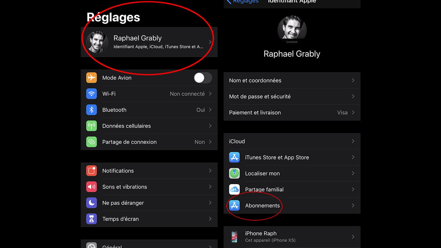 Capture d'écran d'iOS 13