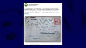 La lettre postée en 1916 à Bath, remise à son destinataire plus d'un siècle plus tard. 