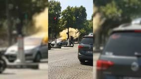 Une voiture a foncé sur une camionnette de la gendarmerie sur les Champs-Élysées, à Paris, le 19 juin 2017