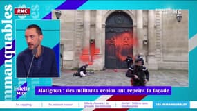 Matignon: des militants écologistes aspergent la façade de peinture orange
