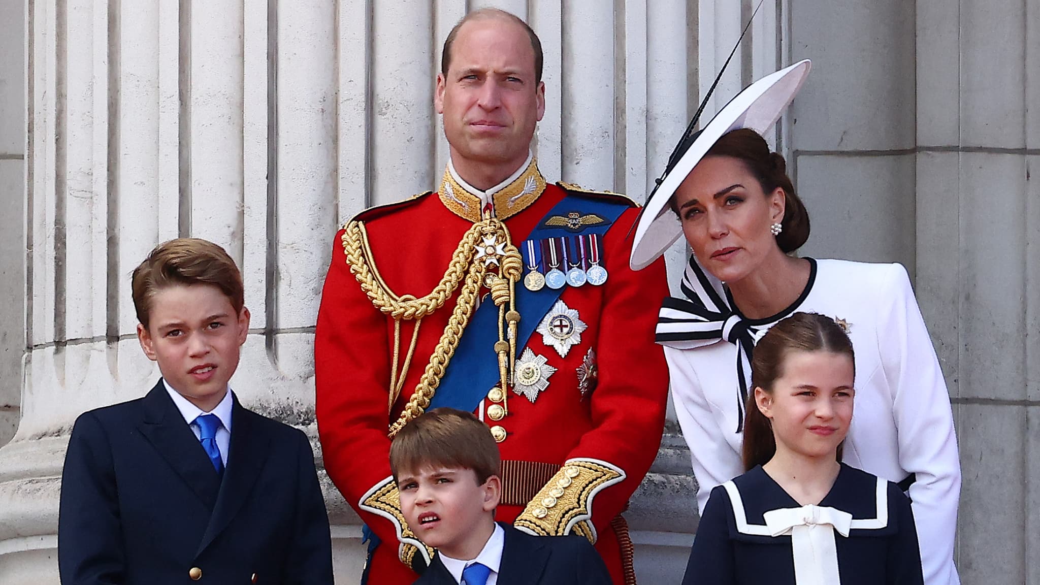 The Prince, the Princess of Wales and her three children at the trooping the color ceremony, June 15, 2024. The Prince, the Princess of Wales and her three children at the trooping the color ceremony, June 15, 2024.