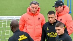 Christophe Galtier pendant un entraînement du PSG en mars 2023